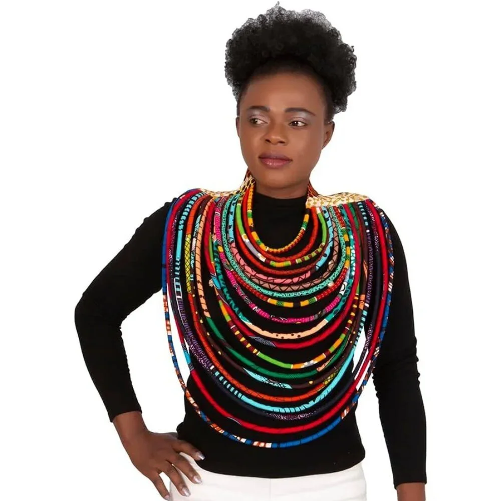 Handmade Necklace Long Multi Strand African Wax Collar - NWOT - Picture 3 of 7